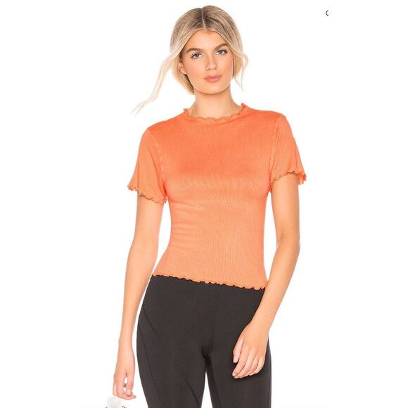 Free People NWOT Madeline Funnel Baby Tee Peach Size XS/S - Picture 1 of 6